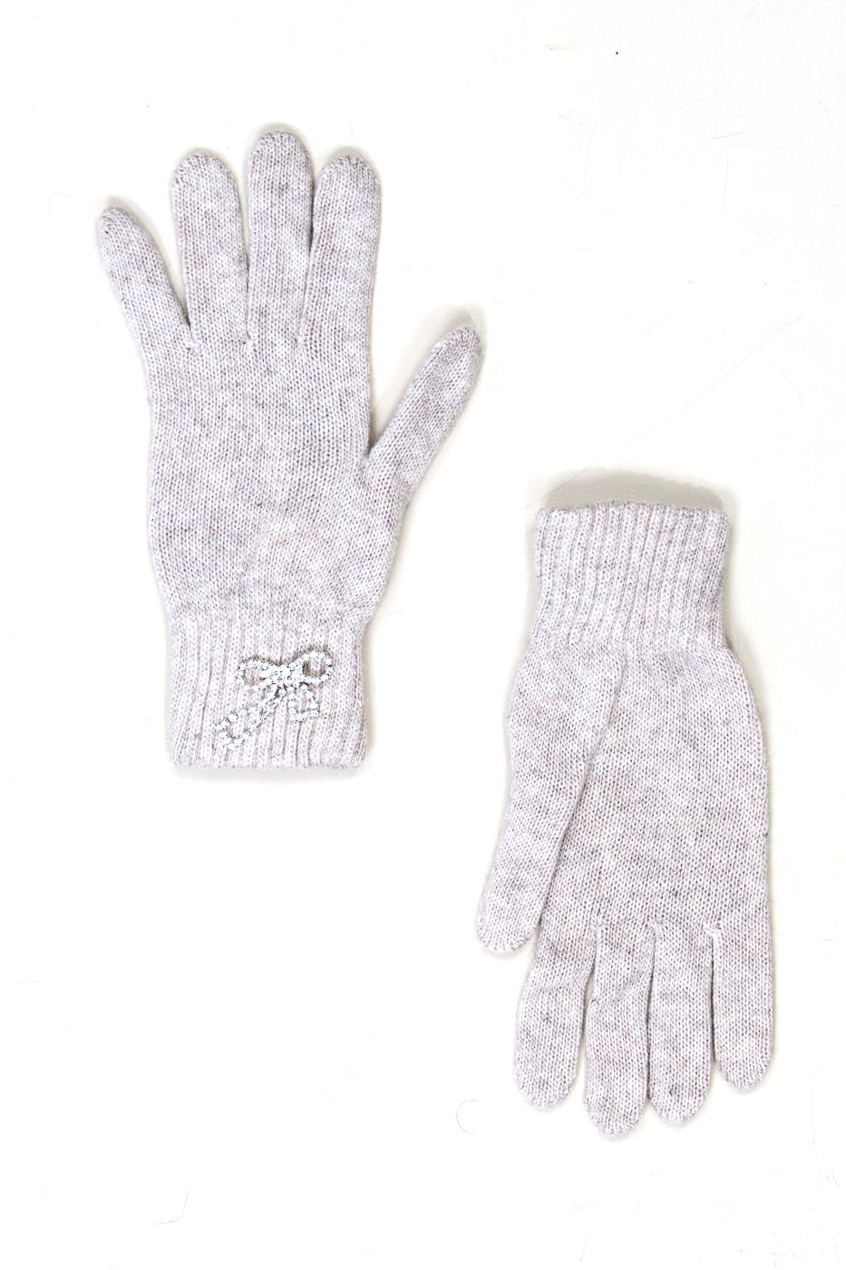 GUANTO MAGLIA CON FIOCCO GIOIELLO, TG UNICA - GREY